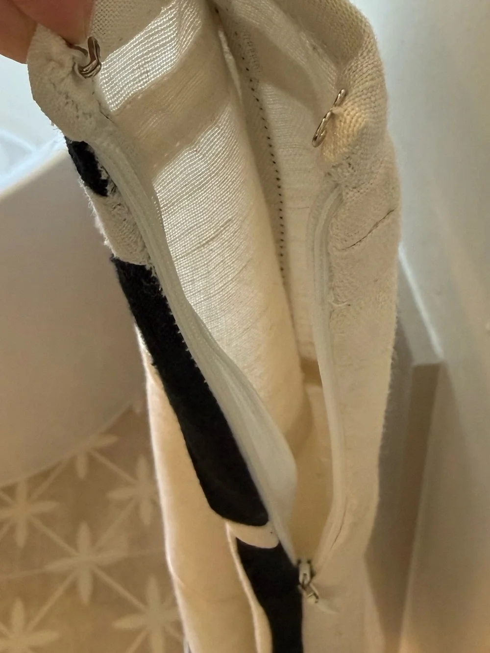 The West Village London. Linen. Classic Ivory A-Line Skirt with Black Stripes.